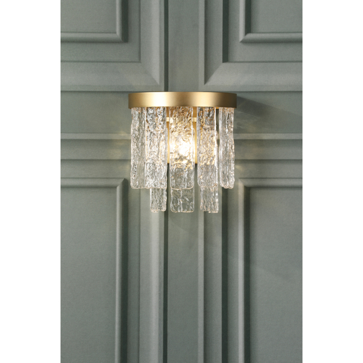 Laura Ashley Durnsford Antique Brass Wall Light With Textured Glass