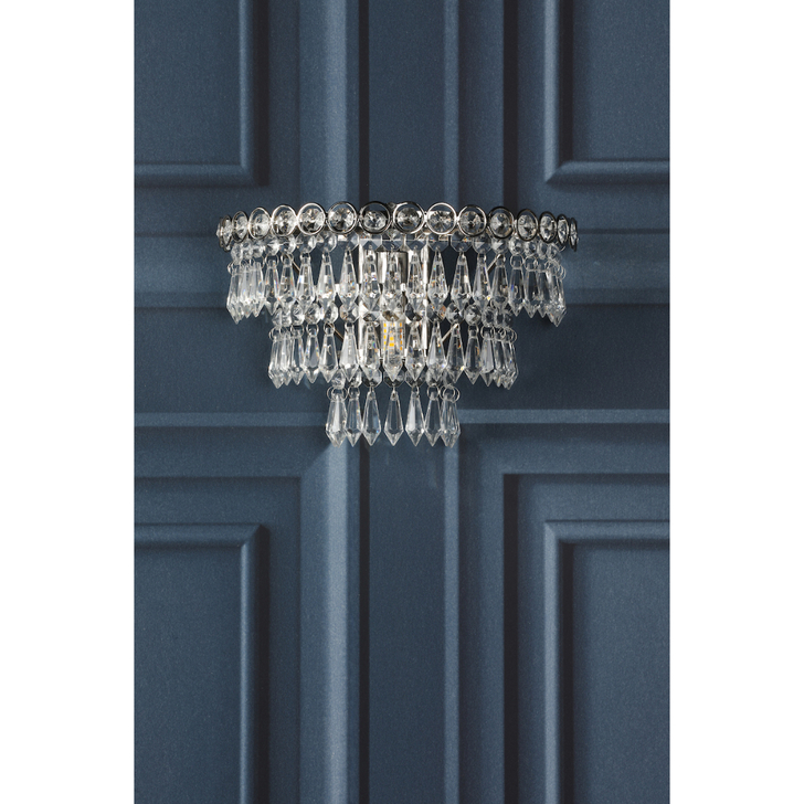 Laura Ashley Enid Polished Nickel And Faceted Glass Wall Light