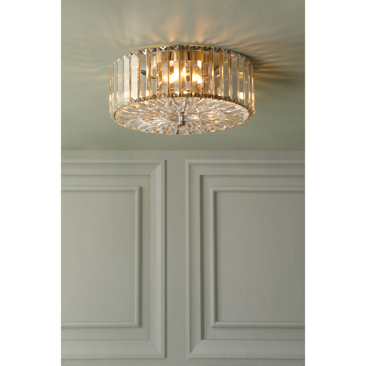 Laura Ashley Fernhurst 3 Light Flush Crystal and Antique Brass