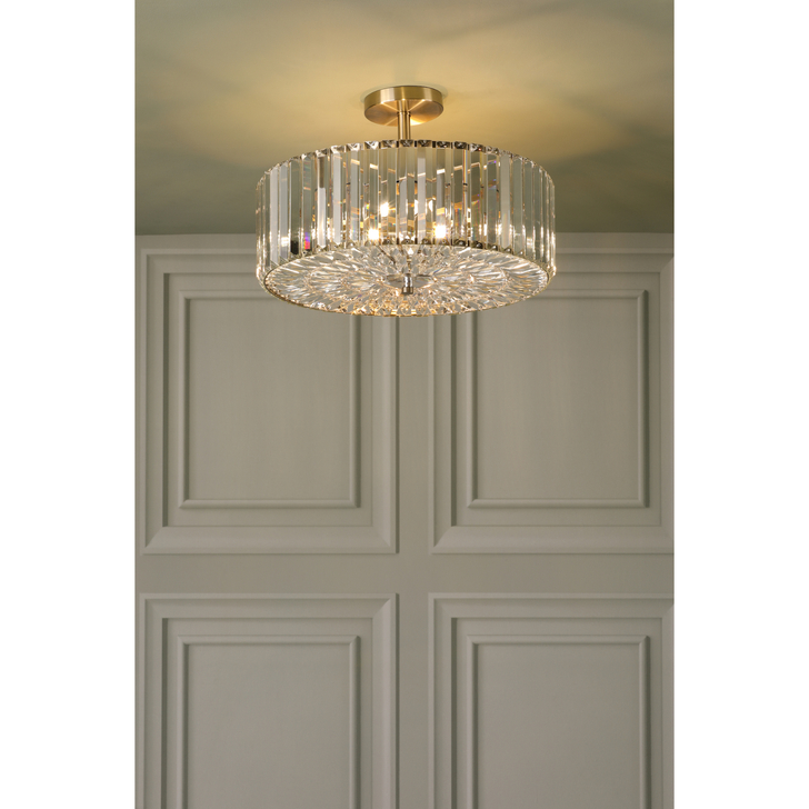 Laura Ashley Fernhurst 4 Light Semi-Flush Crystal and Antique Brass