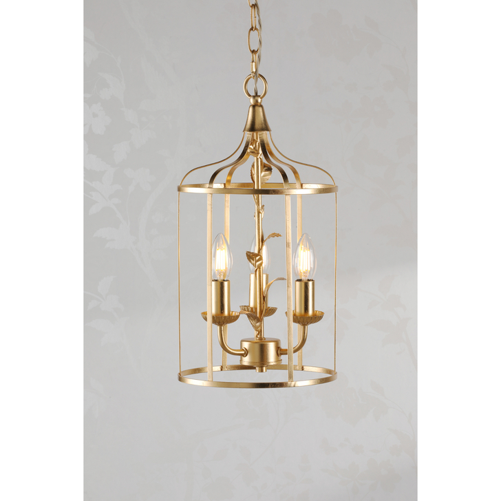 Laura Ashley Halton 3 Light Pendant Distressed Gold Leaf