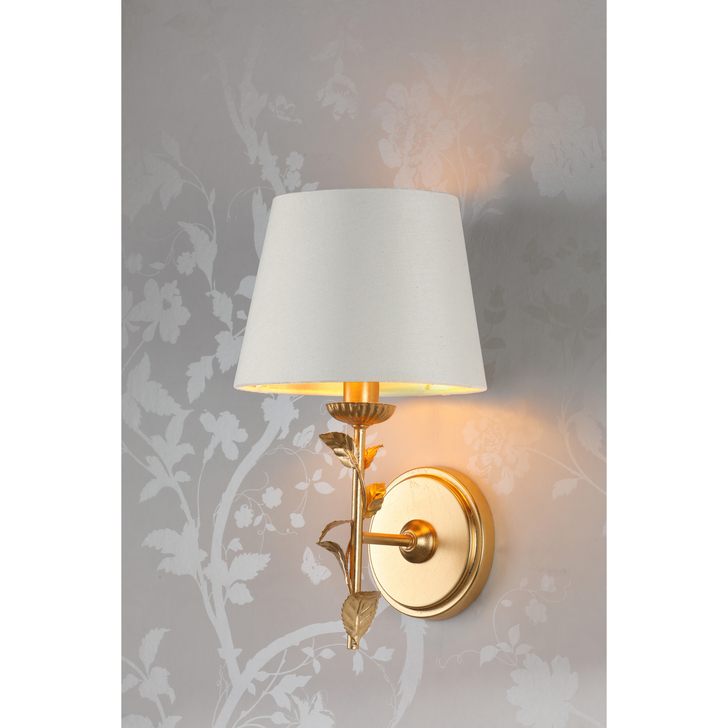 Laura Ashley Halton Wall Light Distressed Gold Leaf With Shade