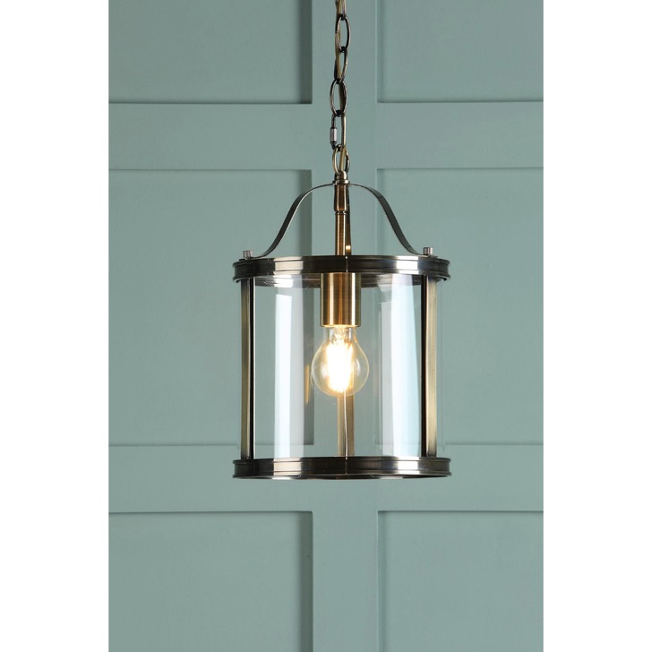 Laura Ashley Harrington Single Pendant In Antique Brass Complete With Clear Glass - LA3756217-Q