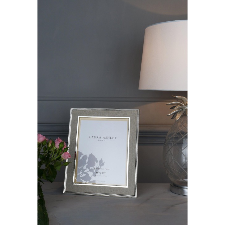 Laura Ashley Harrison Photo Frame Natural Linen With Silver Detail - 8x10