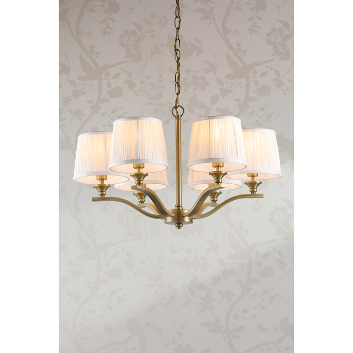 Laura Ashley Hemsley 6 Light Chandelier Matt Antique Brass With Shade