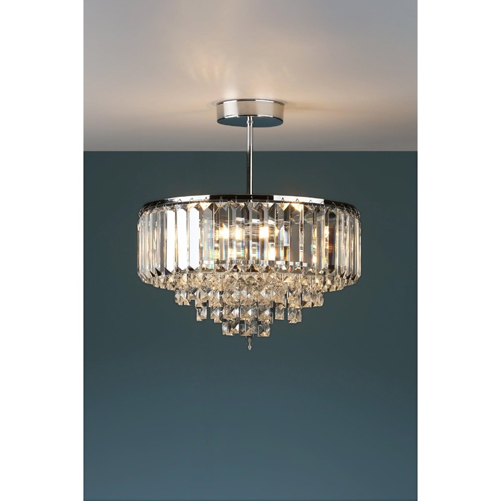 Laura Ashley LA3437217-Q Vienna Crystal And Polished Chrome 3 Light Semi-Fush Ceiling Light