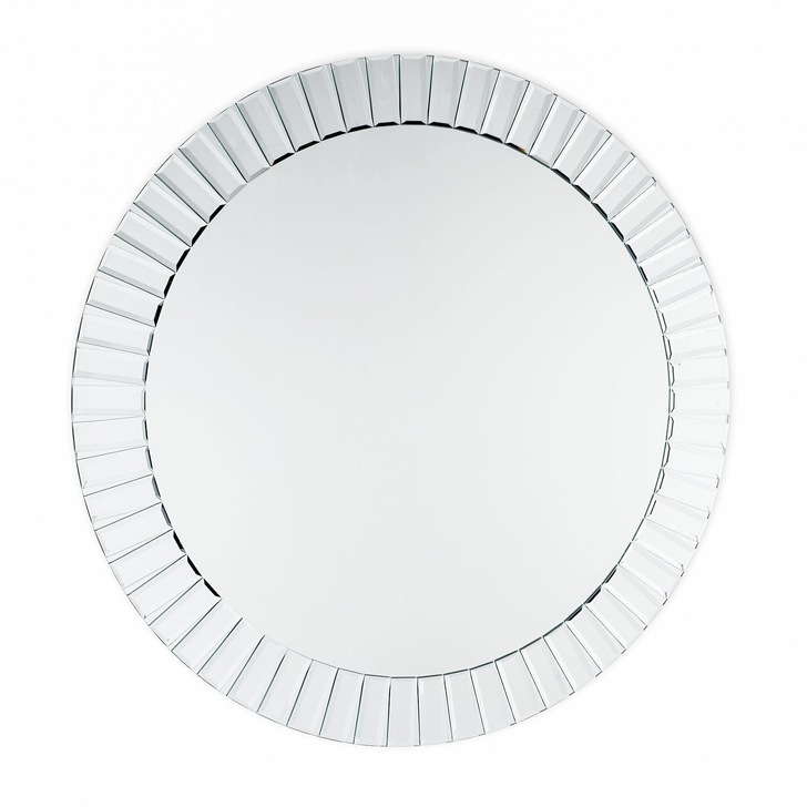 Laura Ashley LA3488381-Q Capri Large Round Mirror With Bevelled Detail Edging