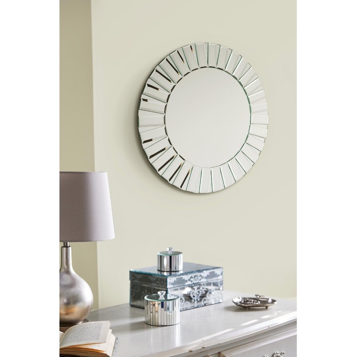 Laura Ashley LA3503868-Q Capri Small Round Mirror With Bevelled Detail Edging