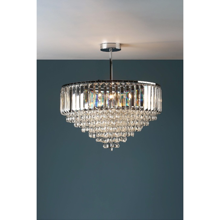 Laura Ashley LA3566049-Q Vienna Crystal And Polished Chrome 5 Light Semi-Fush Ceiling Light