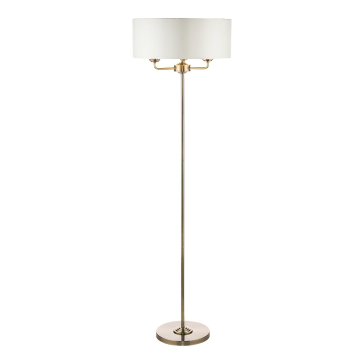 Laura Ashley LA3570089-Q Sorrento Satin Nickel 3 Light Floor Lamp Complete With Natural Linen Shade And Switch