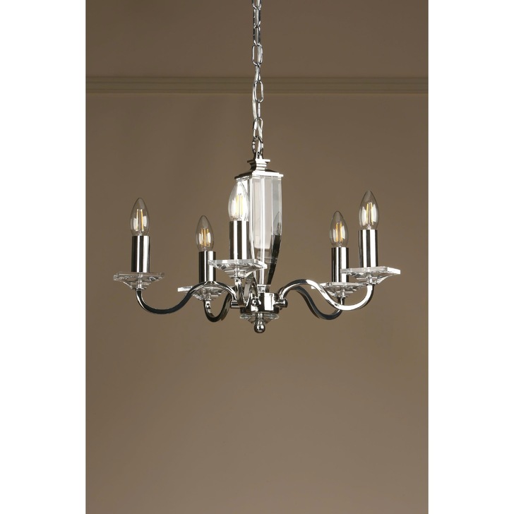 Laura Ashley LA3603223-Q Carson Polished Nickel & Crystal 5 Light Chandelier