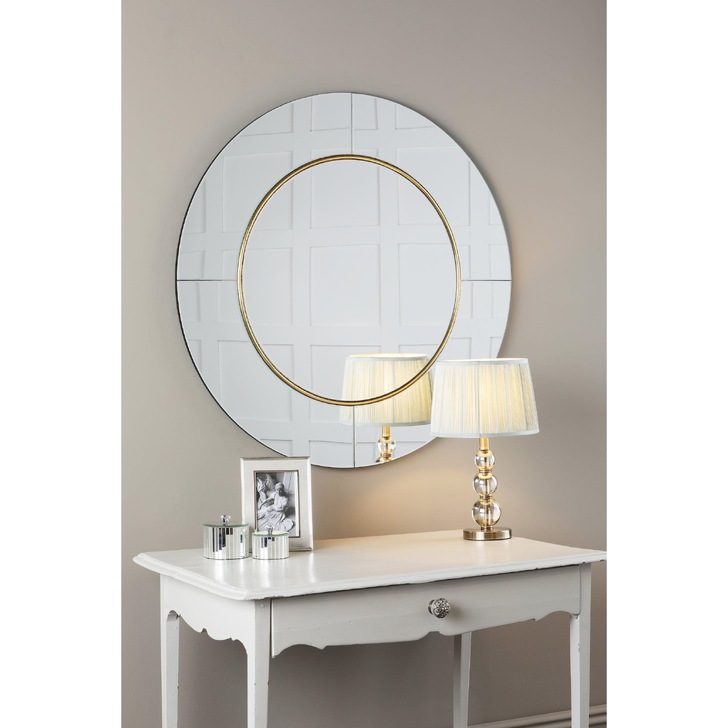 Laura Ashley LA3637755-Q Maya Round Mirror With Mottled Bronze Detail