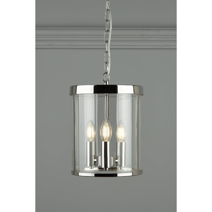 Laura Ashley LA3650354-Q Selbourne Polished Nickel 3 Light Lantern Pendant