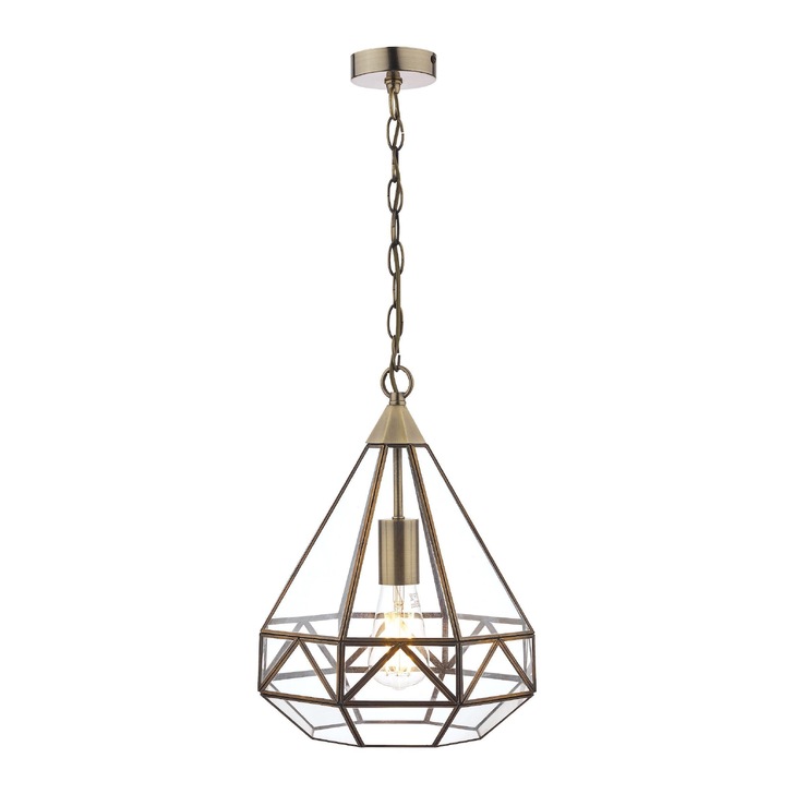 Laura Ashley LA3650506-Q Zaria Antique Brass 1 Light Glass Pendant Light