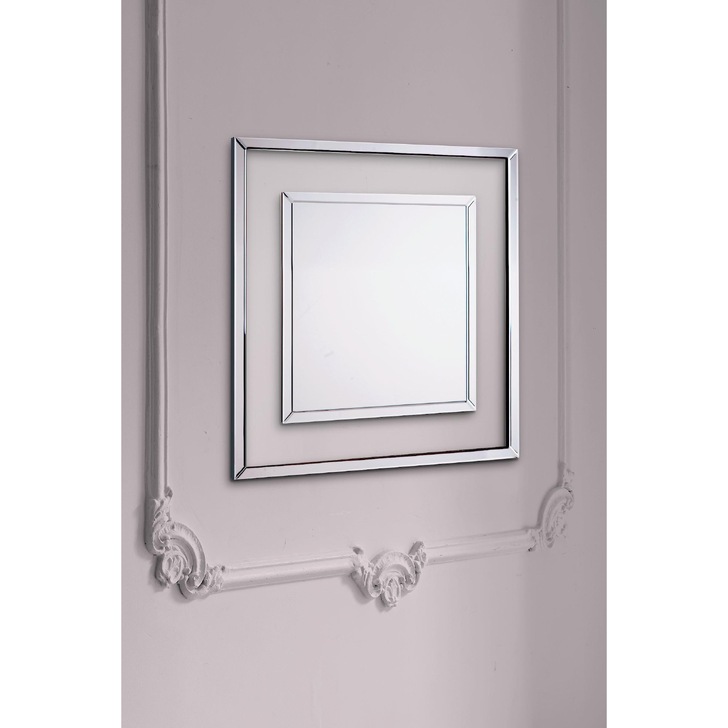 Laura Ashley LA3691931-Q Evie Square Mirror With Clear Glass Border & Mirrored Trim