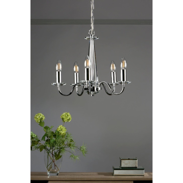 Laura Ashley LA3702763-Q Blake 5 Light Polished Chrome & Crystal Chandelier