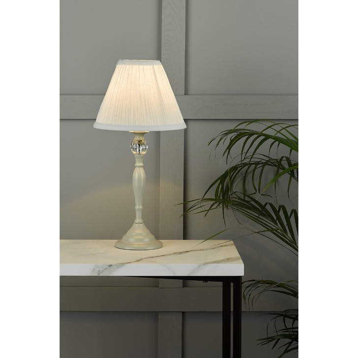 Laura Ashley LA3702783-Q Ellis Satin Grey & Crystal Table Lamp Complete With Grey Cotton Shade