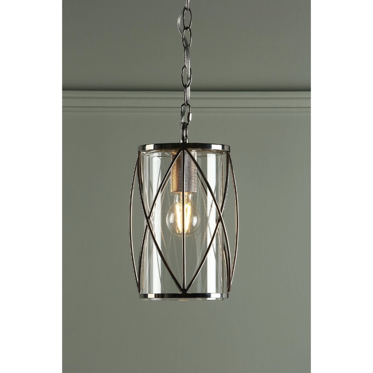 Laura Ashley LA3707566-Q Beckworth 1 Light Polished Nickel & Glass Lantern Style Pendant