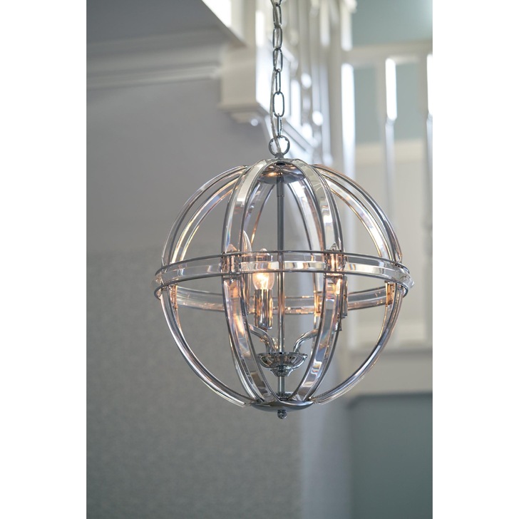 Laura Ashley LA3713710-Q Aidan 3 Light Polished Chrome & Glass Round Pendant