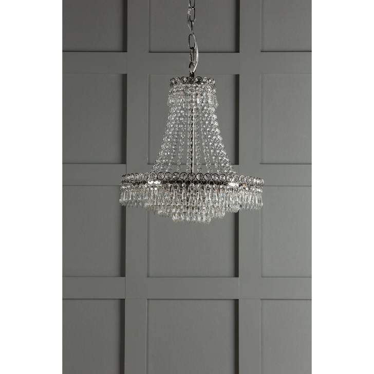 Laura Ashley LA3718230-Q Enid Polished Nickel & Cut Glass 5 Light Grand Chandelier