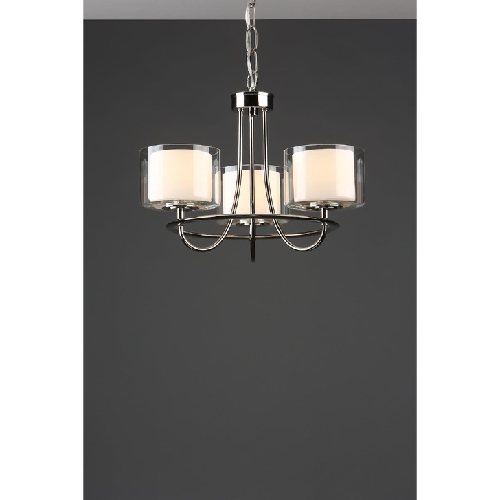 Laura Ashley LA3724943-Q Southwell Polished Nickel 3 Light Chandelier Complete With Opal Glasses