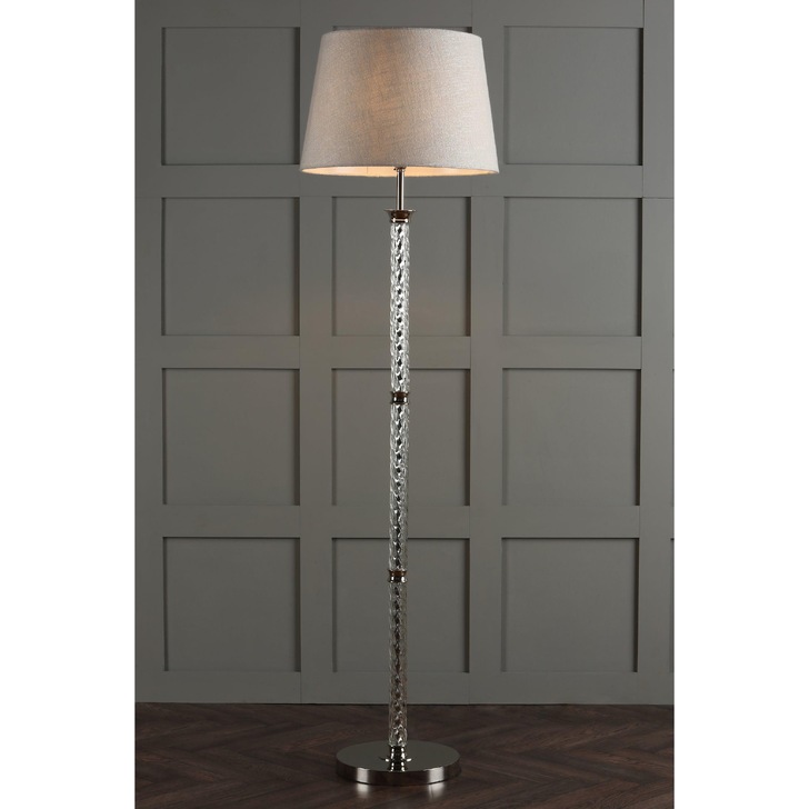 Laura Ashley LA3724989-Q Louis Polished Nickel & Twisted Glass Floor Lamp - Base Only