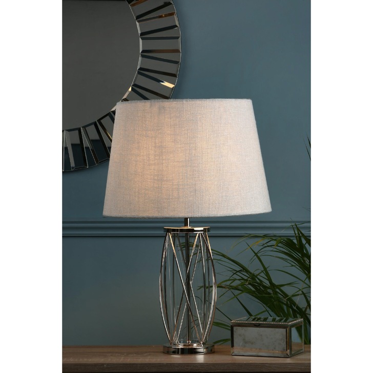 Laura Ashley LA3725834-Q Beckworth Polished Nickel & Glass Small Table Lamp - Base Only