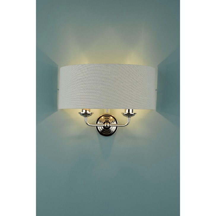 Laura Ashley LA3727710-Q Sorrento Polished Nickel Double Wall Light Complete With Silver Linen Shade