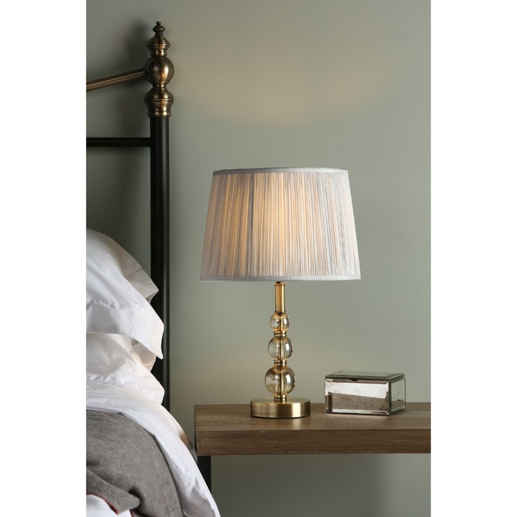 Laura Ashley LA3730931-Q Selby Antique Brass & Amber Glass Small Table Lamp - Base Only