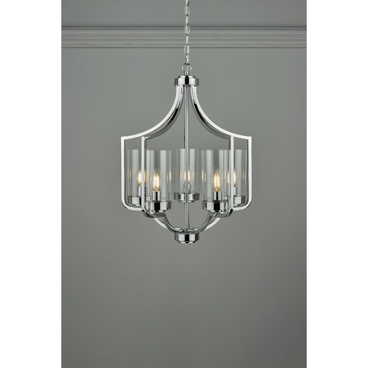 Laura Ashley LA3732578-Q Joseph Polished Chrome 5 Light Pendant With Clear Glass Shades