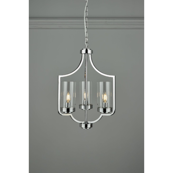 Laura Ashley LA3732582-Q Joseph Polished Chrome 3 Light Pendant With Clear Glass Shades