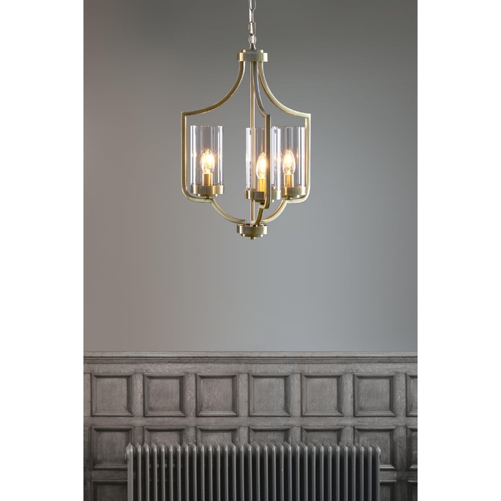 Laura Ashley LA3732584-Q Joseph Antique Brass 3 Light Pendant With Clear Glass Shades