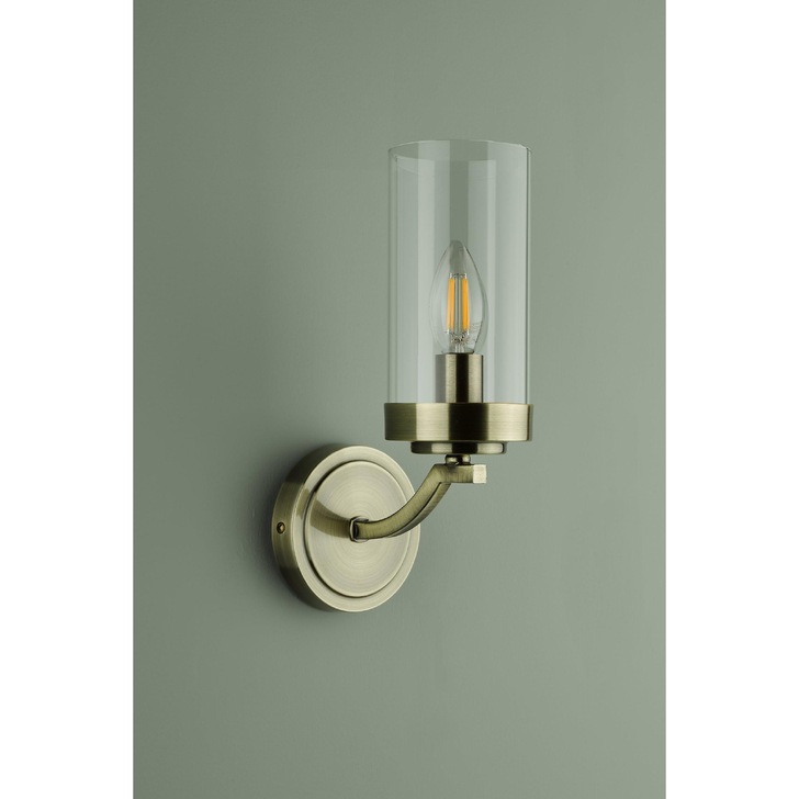 Laura Ashley LA3732596-Q Joseph Antique Brass Wall Light With Clear Glass Shade