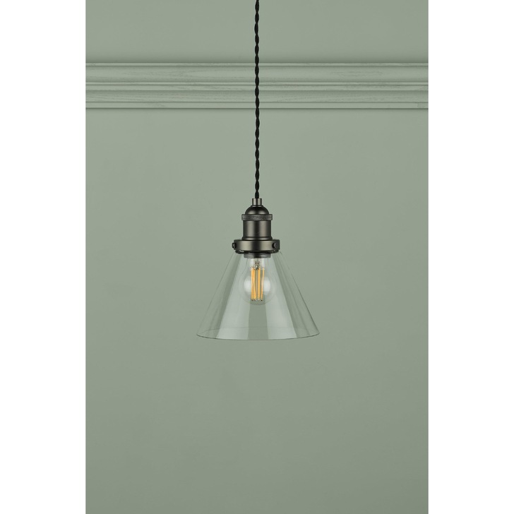 Laura Ashley LA3742245-Q Isaac Industrial Nickel Single Pendant With Clear Glass Shade