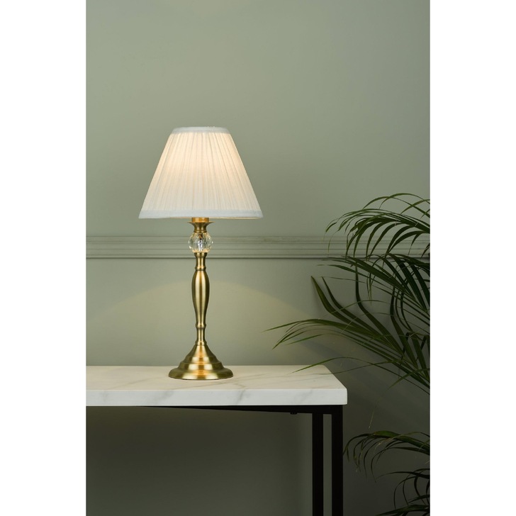 Laura Ashley LA3742284-Q Ellis Antique Brass & Crystal Table Lamp Complete With Ivory Cotton Shade