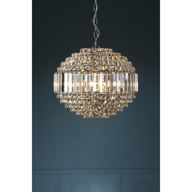 Laura Ashley LA3743651-Q Vienna Crystal And Polished Chrome Round 5 Light Pendant Light