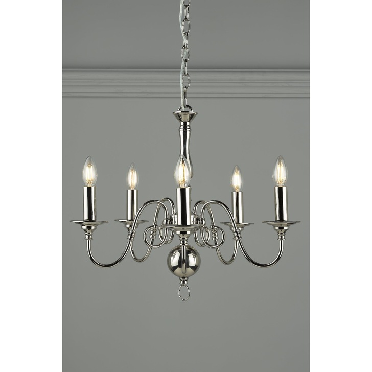 Laura Ashley LA3743657-Q Winchester 5 Light Polished Nickel Chandelier