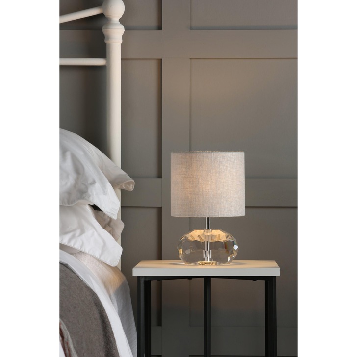 Laura Ashley LA3754722-Q Ivy Crystal & Polished Chrome Table Lamp Complete With Cool Grey Linen Shade