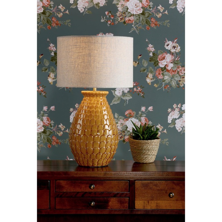 Laura Ashley Liza Orange Ceramic Table Lamp With Natural Shade