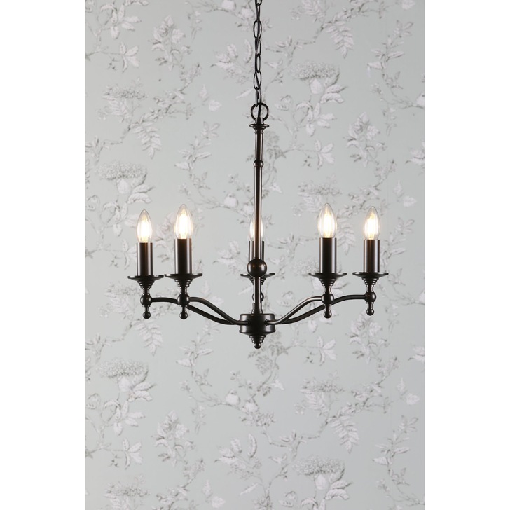 Laura Ashley Ludchurch 5 Light Chandelier In Industrial Black - Fitting Only - LA3756240-Q