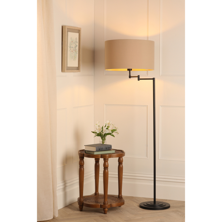 Laura Ashley Marlowe Floor Lamp Matt Black With Shade