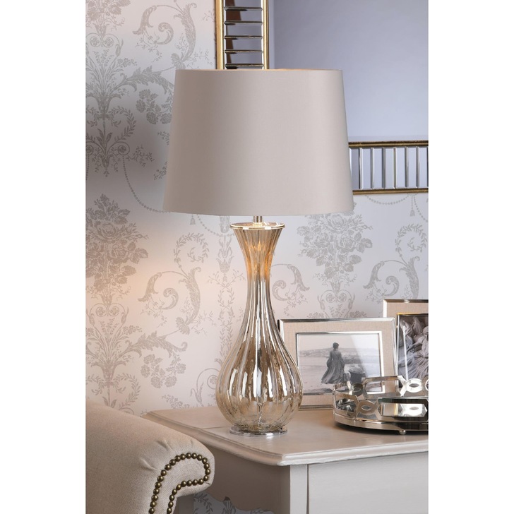 Laura Ashley Nevern Champagne Glass Table Lamp Complete With Shade - LA3756239-Q