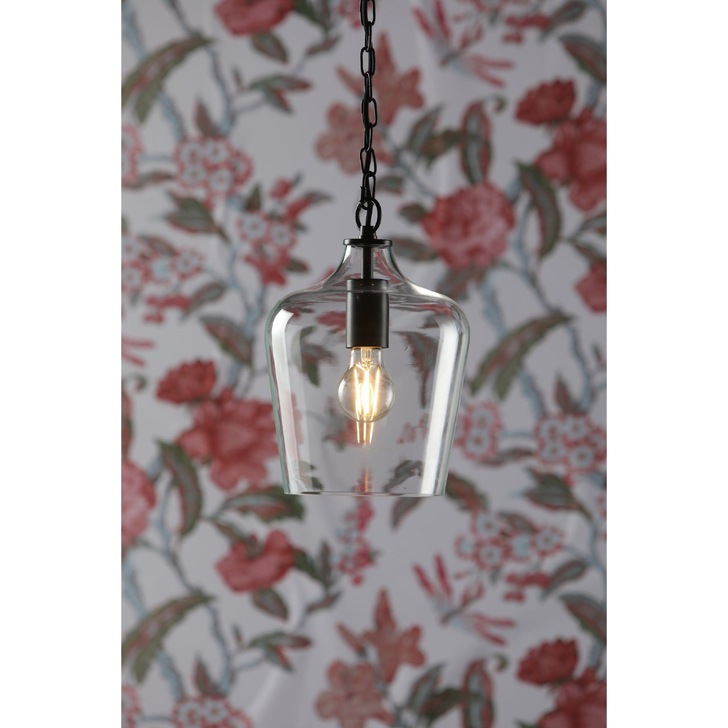 Laura Ashley Ockley Glass Bottle Pendant In Matt Black - LA3756227-Q