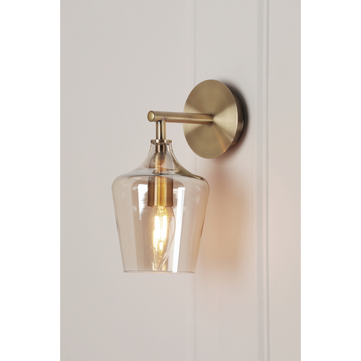 Laura Ashley Ockley Wall Light Antique Brass and Champagne Glass