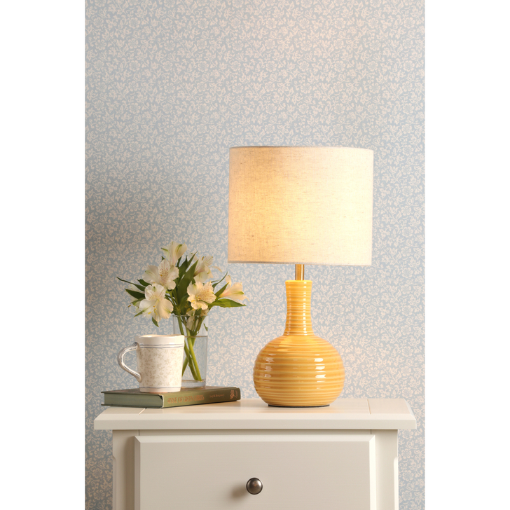 Laura Ashley Padley Table Lamp Yellow Ceramic and Antique Brass With Shade