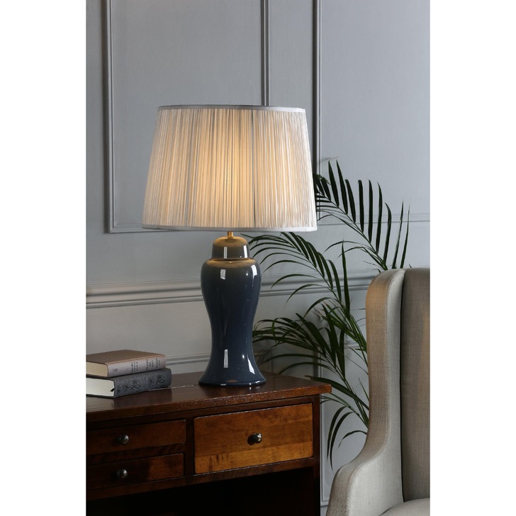 Laura Ashley Regina Seaspray Blue Ceramic Large Table Lamp With Aged Brass Metalwork - Base Only