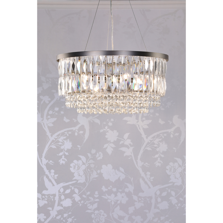 Laura Ashley Rhosill 4 Light Pendant Crystal and Aged Pewter