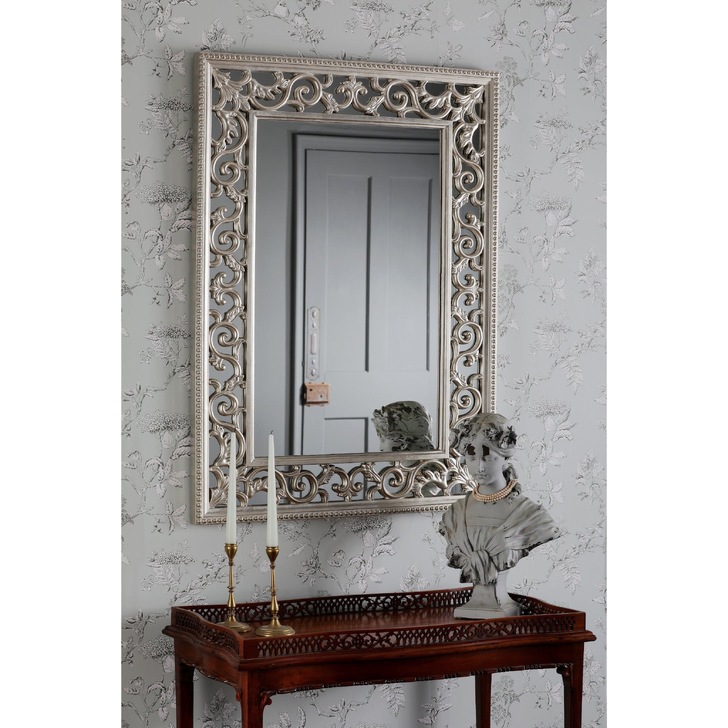 Laura Ashley Rococo Rectangular Mirror With Ornate Frame Detailing In Champagne