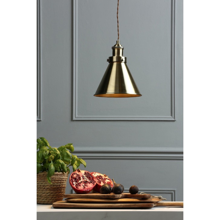 Laura Ashley Rufus Antique Brass Single Pendant