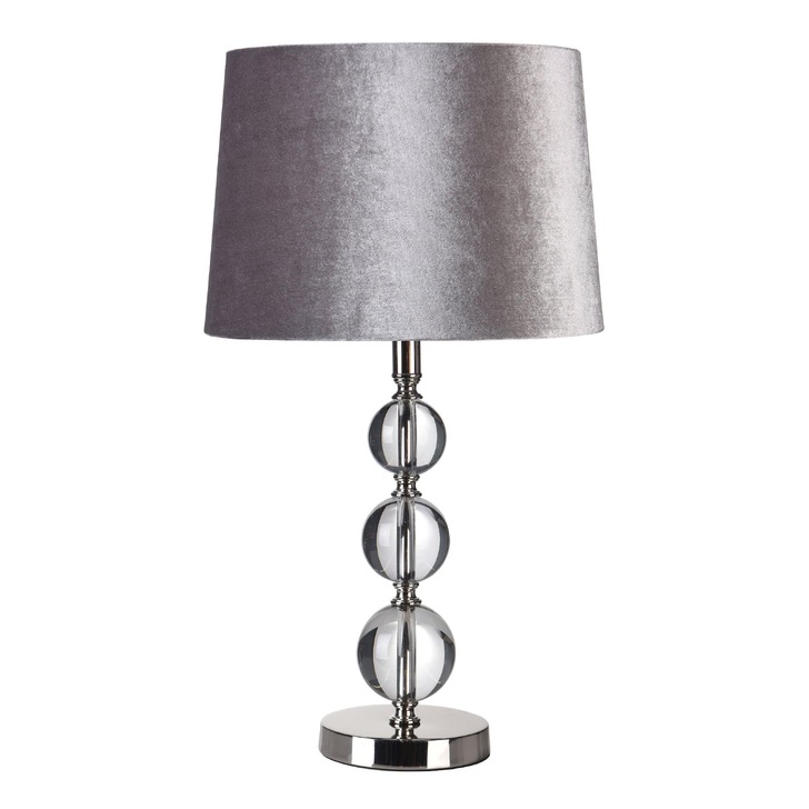 Laura Ashley Selby Grande Large Table Lamp In Polished Nickel With Clear Glass Spheres - Base Only